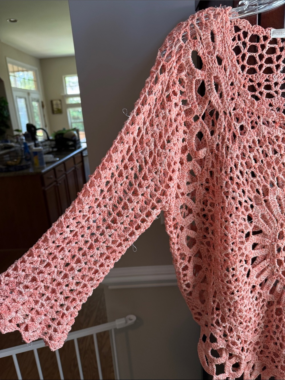 Boston Proper Peach Crochet Openwork Top - Picture 3 of 5